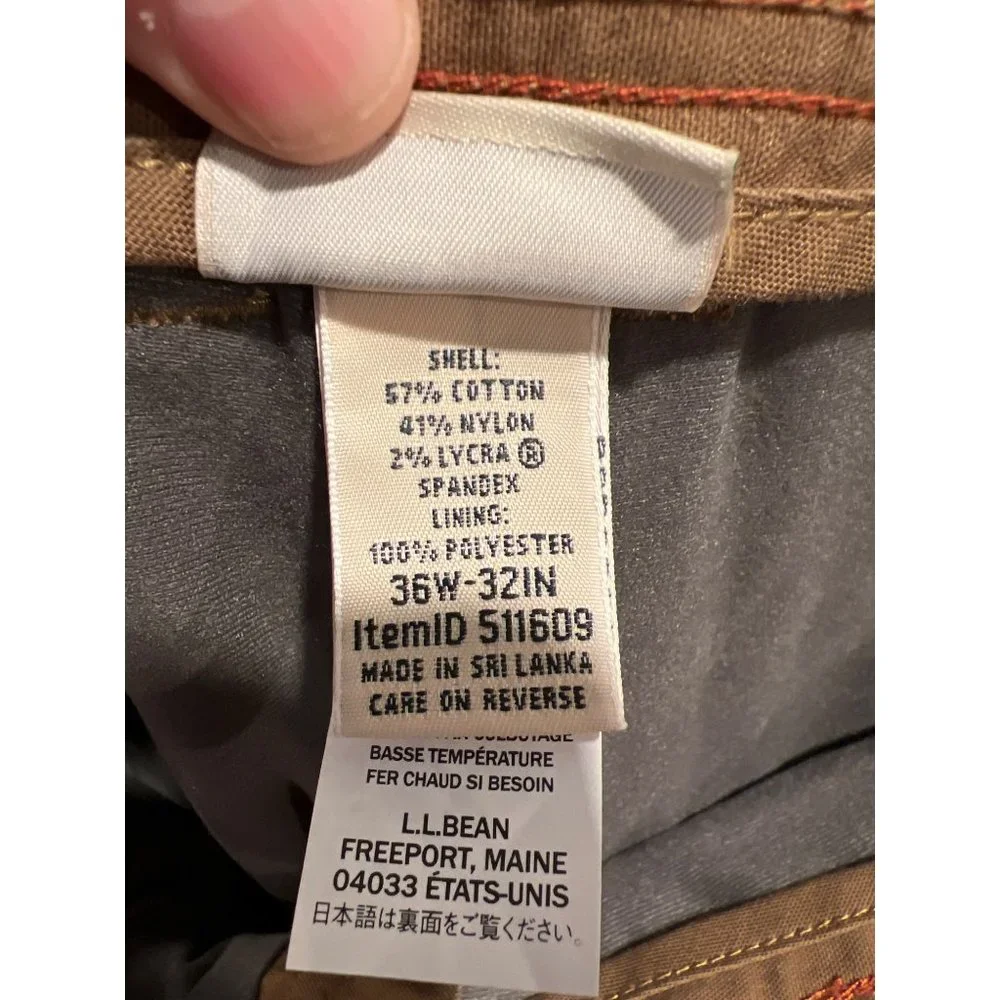 L.L. Bean Fleece Lined Work Carpenter Pants 36 X 28 Brown Double Knee Hunting - Picture 6 of 7